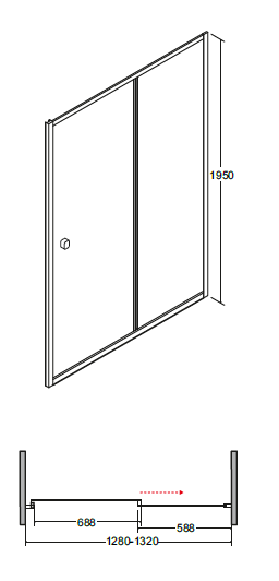 Drzwi prysznicowe 130x195 cm Besco Duo Slide 130 rys. tech.