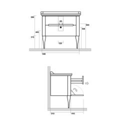 Kerasan Waldorf Nogi do szafki chrom 919490 - rysunek techniczny
