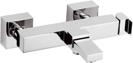 Przejdź do produktu Bateria wannowa ścienna, geometryczna forma z pokrętłem z prawej strony Sapho Latus 1102-22 chrom