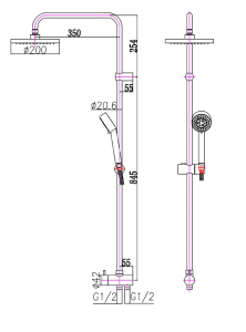 Zestaw prysznicowy z okrągłą deszczownicą 30 cm i baterią ścienną kompletna Sapho 1202-13+5884 chrom
