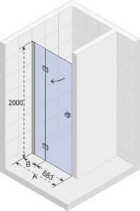  Drzwi prysznicowe wnękowe 100cm Riho Scandic Soft Q104 GQ0070201 rys.tech.
