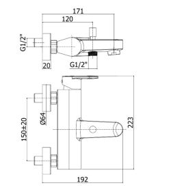 Bateria wannowa bez zestawu natryskowego Paffoni Candy CA022CR