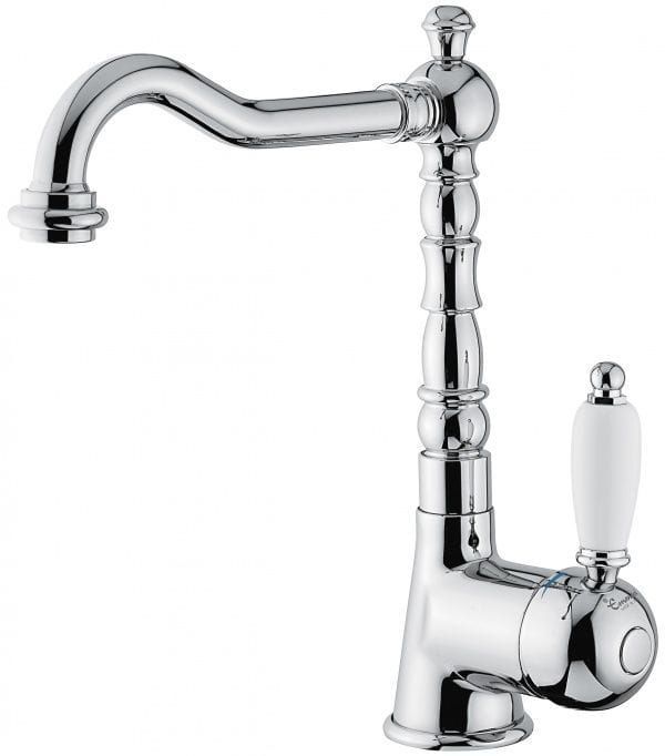 Bateria umywalkowa 27 cm Retro stojąca z korkiem automatycznym Emmevi Laguna 40513CR chrom