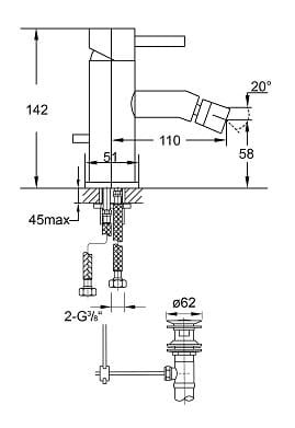 Bateria bidetowa Steinberg seria 100 chrom 1001300 