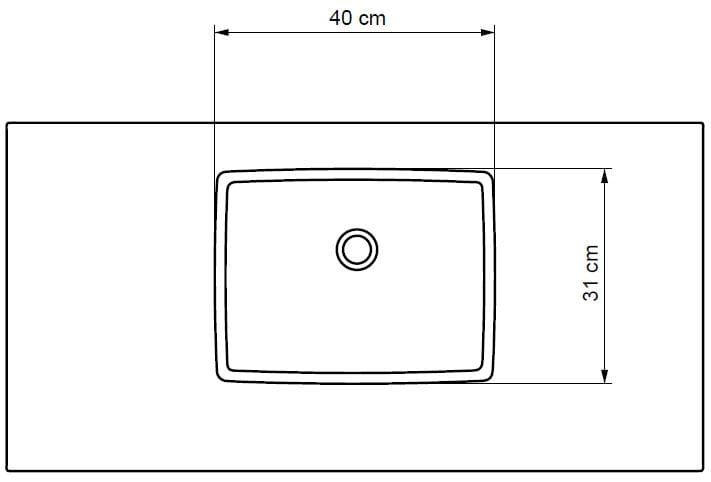 Umywalka z corianu na indywidualny wymiar z misą Box 40x31 cm SOL