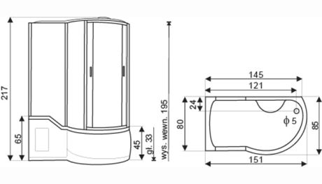 Przejdź do produktu Kabina prysznicowa z hydromasażem 151x85x217 cm  i brodzikiem Kerra Fantasia lewa