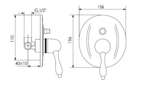 Przejdź do produktu Retro bateria prysznicowa podtynkowa 2-drożna z kryształem Swarovskiego Giulini Praga Crystal 9564/S bronzo 