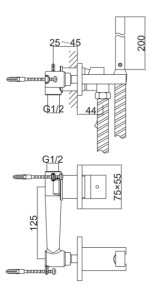 Bateria bidetowa bidetka Kohlman Axis QB135N chrom rys. tech.