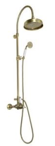 Zestaw prysznicowy Retro z okrągłą deszczownicą 20 cm, baterią i słuchawką prysznicową kompletny Reitano Antea 9515D-01261BR bronzo