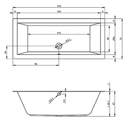 Przejdź do produktu Wanna prostokątna do zabudowy 200x90cm z super cienkim rantem Riho Lugo B137001005 biały połysk