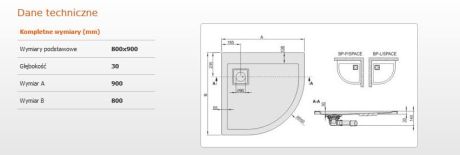 Przejdź do produktu Sanplast BPP/SPACE Brodzik półokrągły 80x90 cm 615-110-0430-01-000