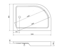 Brodzik Asymetryczny Saturn 120x90 prawy rysunek techniczny.JPG