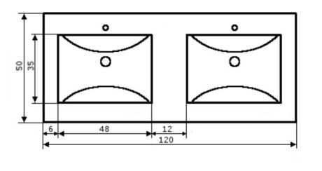Przejdź do produktu Umywalka podwójna konglomeratowa 120x50 cm na szafkę Soft 120/2