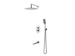 Zestaw natryskowy, podtynkowy z deszczownicą 20 cm, wylewką, słuchawką prysznicową i baterią Vedo Cento VBC1231/20 chrom