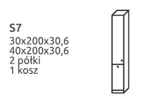 Słupek łazienkowy z MDF wysoki S7 z koszem rysunek techniczny