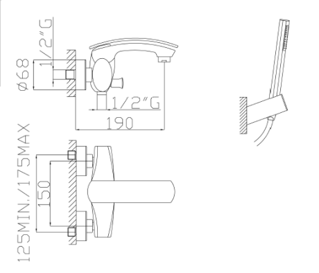Przejdź do produktu Bateria wannowa ścienna ze słuchawką prysznicową Sapho Flo 7008F chrom