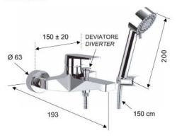 Bateria wannowa ścienna chrom Remer Dream D02CR