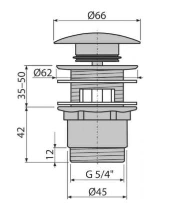 Przejdź do produktu Spust umywalki klik-klak 5/4'' metalowy, z przelewem Alcaplast A390