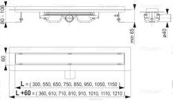 Odpływ liniowy niski APZ106 z rusztem Floor 850 do wypełnienia kaflem rys.tech.