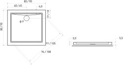Brodzik kwadratowy 90x90x5,5 cm Kerra Oskar 90