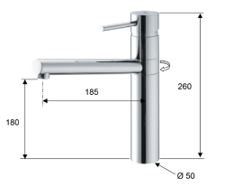 Bateria kuchenna 26 cm z obracaną wylewką Sapho Rhapsody 5577 chrom