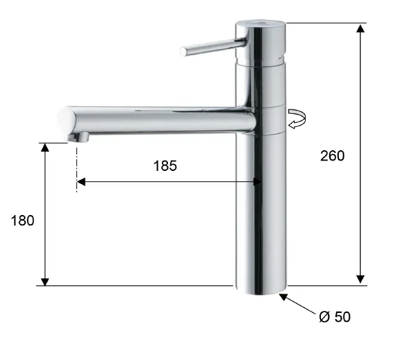 Bateria kuchenna 26 cm z obracaną wylewką Sapho Rhapsody 5577 chrom