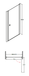 Drzwi prysznicowe wahadłowe 90x195 cm Besco Sinco 90 rys. tech.
