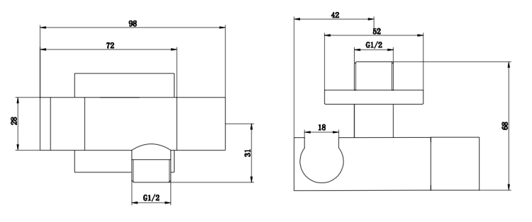 Bidetka słuchawka bidetowa z baterią i uchwytem komplet chrom Sphera D09261203CR - rysunek techniczny