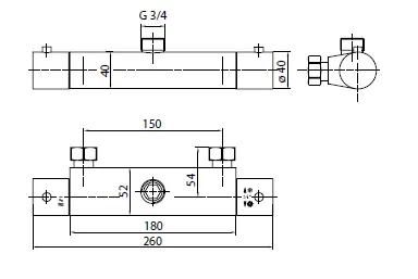 Sphera Docce Zestaw prysznicowy z deszczownicą Galles i baterią termostatyczną TM1B17G93CR - bateria TM1B 
