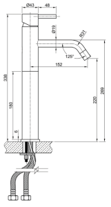 Bateria umywalkowa 34 cm dźwigniowa Sapho Minimal MI202 stal nierdzewna