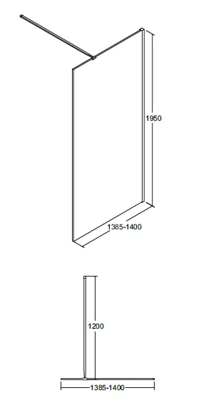 Kabina prysznicowa walk in 140x195 cm z panelem bocznym 50 cm Besco Aveo 140 rys. tech.