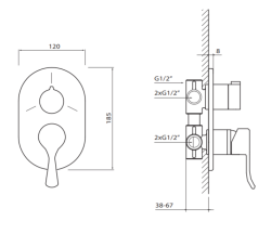 Bateria prysznicowa podtynkowa Vedo Cento VBC1017 chrom