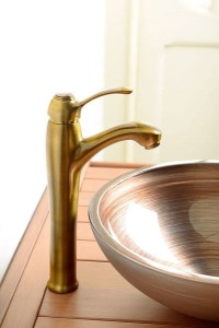 Bateria umywalkowa 32 cm wysoka Sapho Soliter Spring 77096 bronzo