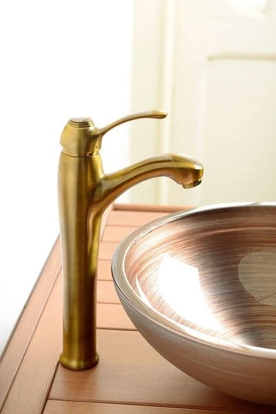 Bateria umywalkowa 32 cm wysoka Sapho Soliter Spring 77096 bronzo