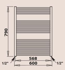 PMH Taifun TS2W Grzejnik łazienkowy prosty biały 60x79 cm rysunek techniczny