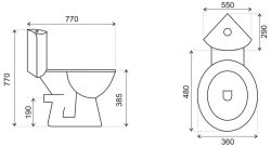 Sedes kompaktowy narożny Kerra Corner KR61 rys. tech.