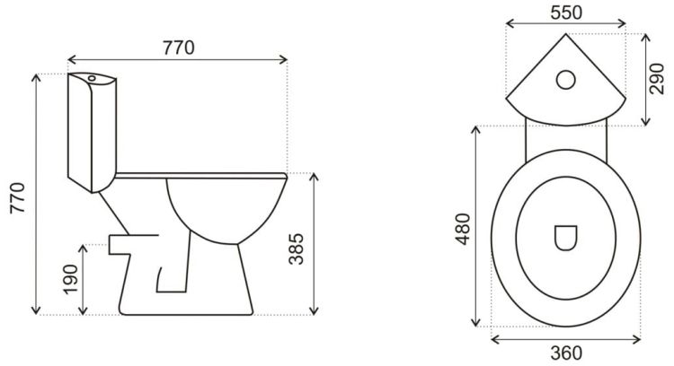Sedes kompaktowy narożny Kerra Corner KR61 rys. tech.