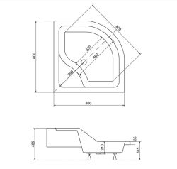Brodzik półokrągły Oliver II 80x80 rysunek techniczny.JPG