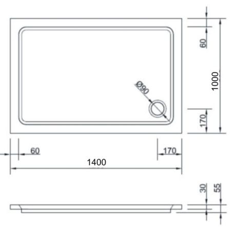 Przejdź do produktu Brodzik prostokątny 140x100 cm akrylowy kompletny z syfonem i nóżkami Santik Heron