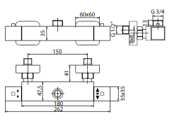 Sphera Docce Zestaw prysznicowy z deszczownicą i baterią termostatyczną chrom TM1Q74056CR - bateria TM1Q