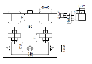 Sphera Docce Zestaw prysznicowy z deszczownicą i baterią termostatyczną chrom TM1Q74056CR - bateria TM1Q