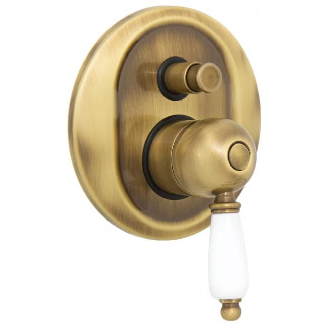 Bateria prysznicowa Retro podtynkowa 2-drożna z przełącznikiem Emmevi Laguna 40019BR bronzo
