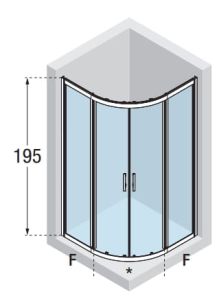 Novellini CLICK R kabina półokrągła 80x80 cm CLICKR80-1B rysunek techniczny