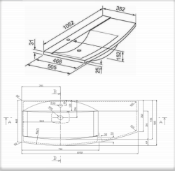 Umywalka naszafkowa 105x51 cm Sapho Aras 91060