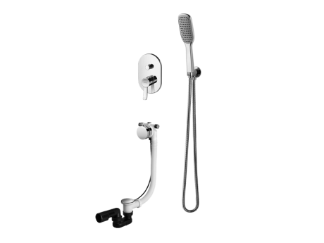 Przejdź do produktu Zestaw wannowy, podtynkowy ze słuchawką prysznicową, przelewem wannowym i baterią podtynkową Vedo Cento VBC1241 chrom