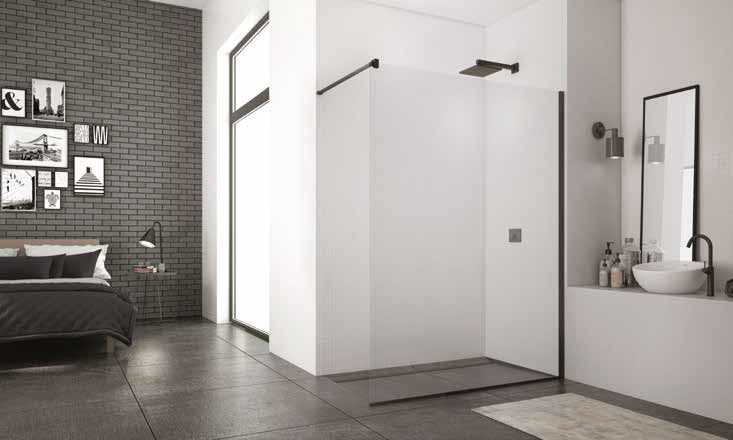 Ścianka prysznicowa 130 cm typu walk-in z czarnymi profilami SanSwiss Black Line STR4P1300607