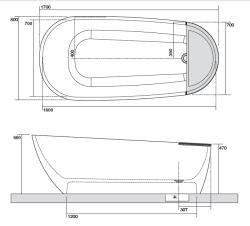 Kerasan wanna 70x170 cm Aquatech 3750