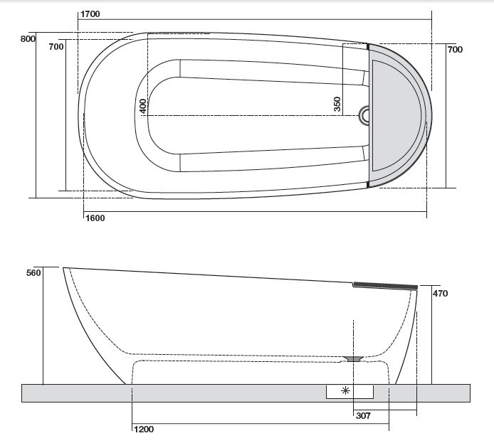 Kerasan wanna 70x170 cm Aquatech 3750