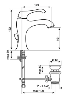 Bateria umywalkowa z korkiem Emmevi Ares 76003CR