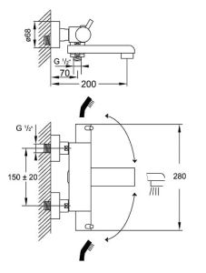 Bateria wannowo prysznicowa z termostatem Steinberg seria 100 chrom 1001370